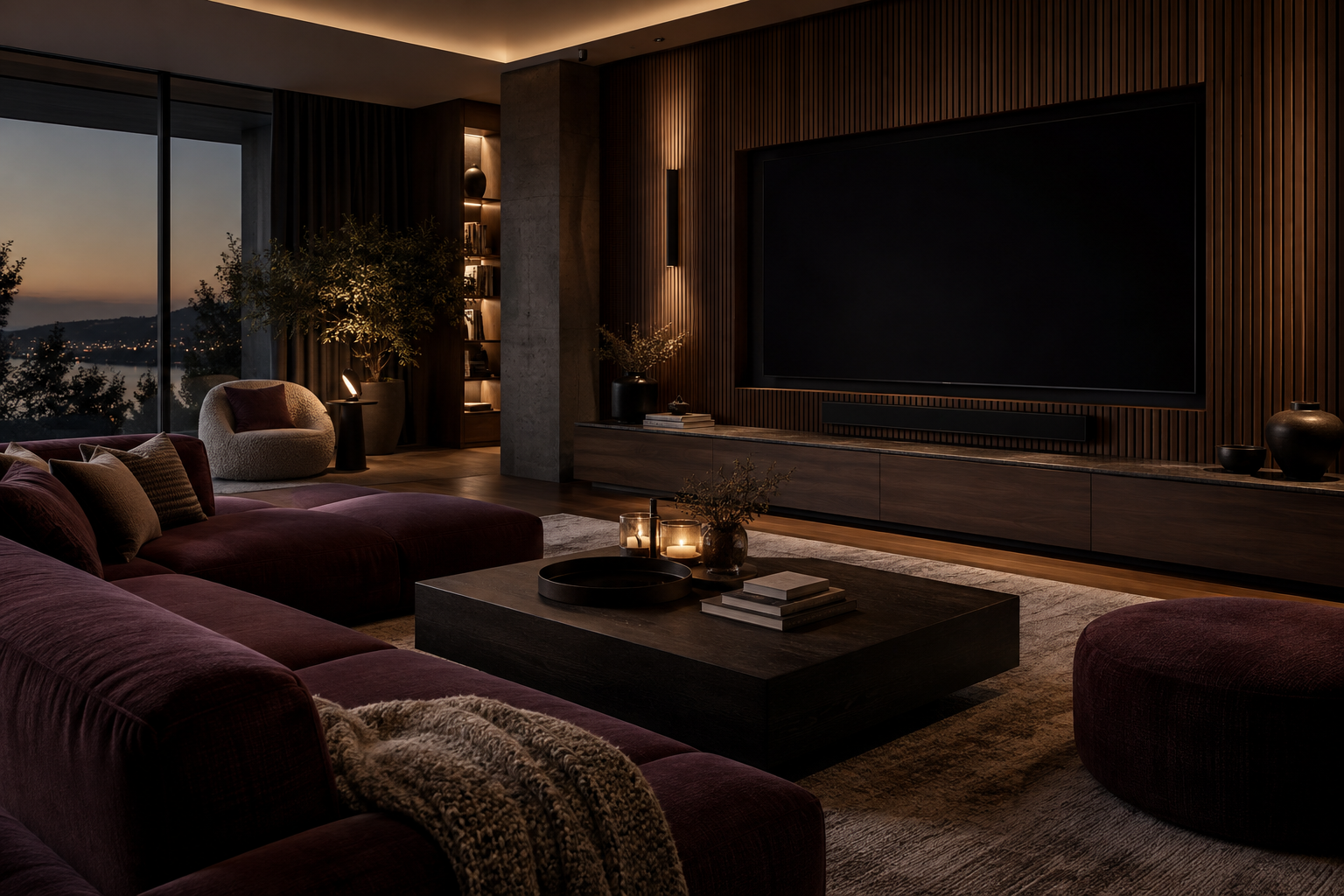 A room arranged for shared entertainment and relaxation