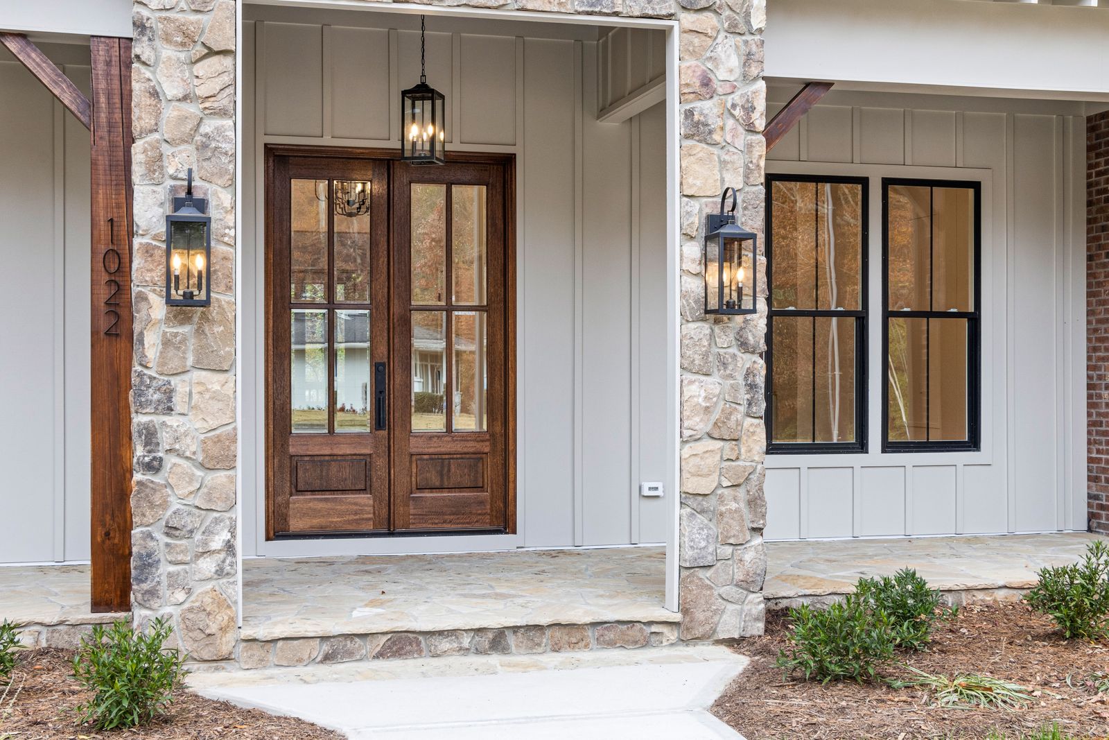 A residential entrance with a clearly defined boundary between public and private space