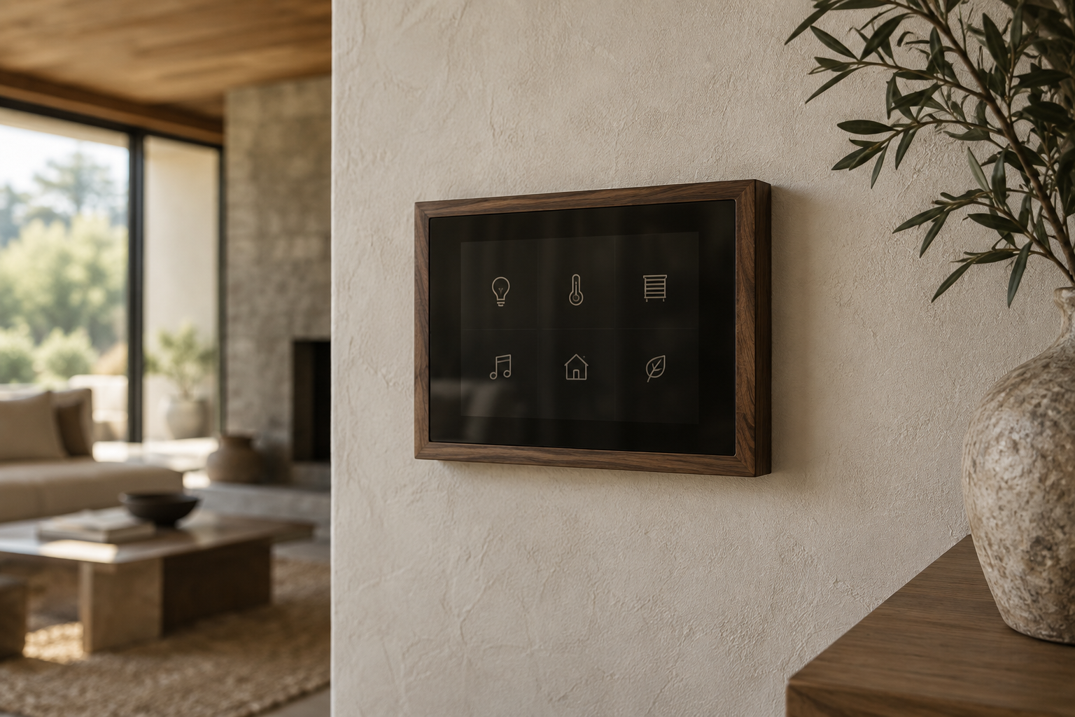 A smart home control device illustrating a physical way to adjust the home